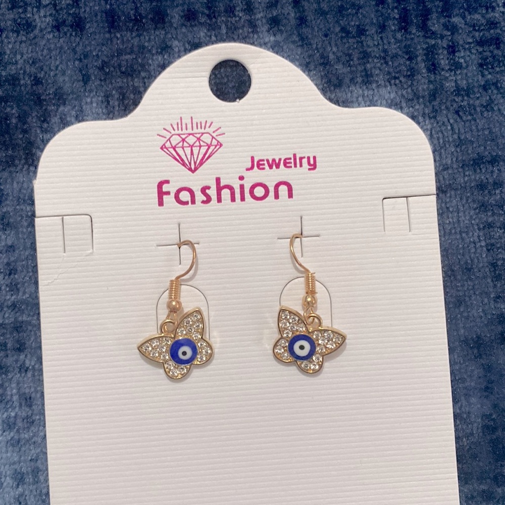 Evil eye butterfly earrings